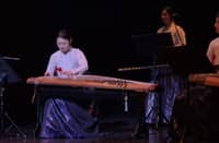 Gayageum, a traditional Korean zither with typically 12 to 25 strings, is played by plucking the strings with the fingers or fingertips.