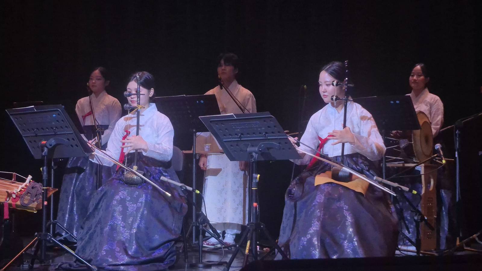 Haegeum, a vertical, two-stringed fiddle played with a bow, produces its distinct, expressive sound.