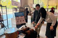 SCALE models of classroom desk and chair made from bamboo are featured at the exhibition area of the Mindanao Bamboost Forum.