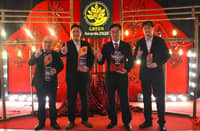 EXECUTIVES from Mitsubishi Motors Philippines display the four honors received by the carmaker at Santa Rosa City’s GREEN Awards. Shown are (from left): Safety, health and environment vice president Marfel Ancheta, Manufacturing senior vice president Reynaldo Gabay, Manufacturing executive vice president Manabu Higuchi and Government Affairs vice president Victor Vinarao.