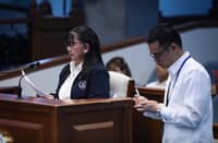 FORMER Office of the Vice President special disbursing officer Gina Acosta answers questions during the direct examination by the prosecution and defense panels on the 16th day of the impeachment trial of Vice President Sara Duterte at the Senate in Pasay City. Acosta testified on the alleged disbursement and handling of confidential funds during Duterte’s tenure as vice president.