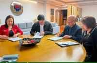 Signing the deed of land donation were (from left to right) DSWD Undersecretary for Operations Monina Josefina Romualdez, DSWD Secretary Rex Gatchalian, Davao de Oro Governor Raul Mabanglo, and 1st District Representative Maria Carmen Zamora-Mabanglo.