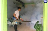 Tacloban CDRRMO conducts a fogging in a classroom at Scandinavian Elementary School to protect learners from getting dengue amid an increasing number of cases in the entire city.