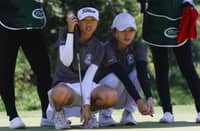 SOUTH’s Lois Lane Go and Apple Gotiong stuns North’s Lisa Sarines and Rafa Anciano, 5&3, in the second day of the ICTSI North vs. South Elite Junior PGT Championship at Pueblo de Oro Golf and Country Club in Cagayan de Oro.