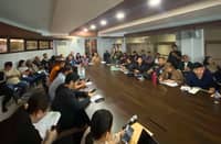 Mayor Vilma Balle-Caluag leads the City Disaster Risk Reduction and Management Council Wednesday in assessing the flood situation, monitoring impassable roads, and preparing response measures for affected barangays.