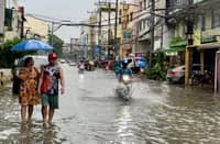 FLOODED streets due to Typhoon