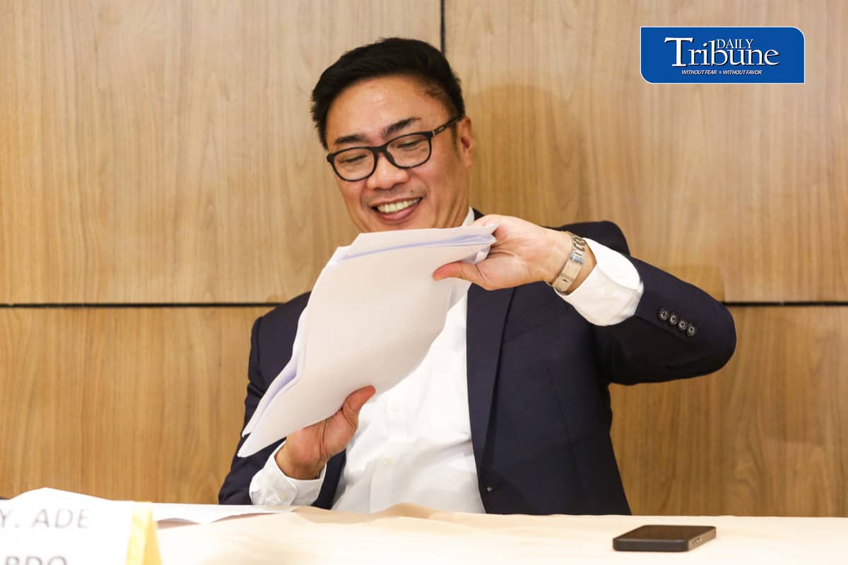 (August 20 2026) Atty. Ade Fajardo spokesperson of former house speaker Martin Romualdez, speak during the press conference and shows a supplemental counter affidavit file before the office of the ombudsman, later of this day in connection to the statements of the 25 former drivers and security of Zaldy Co linking Romualdez to the anomalous flood control projects, held in Quezon City on Thursday August 20 2026. Photo/Analy Labor