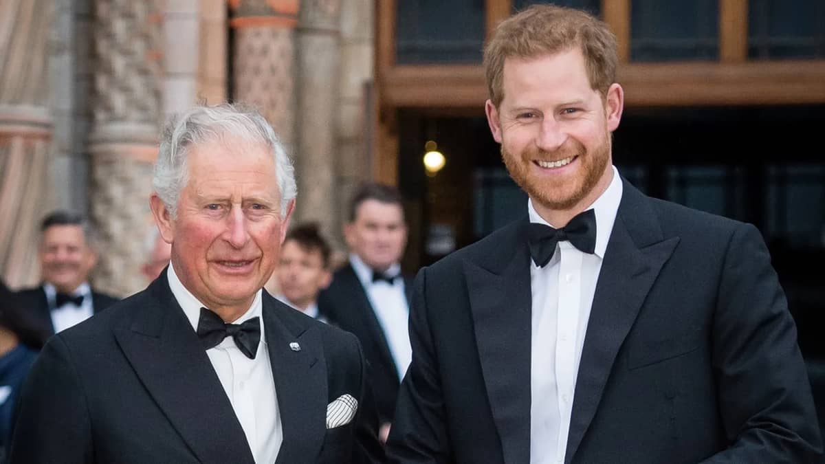 King Charles and Prince Harry before the latter stepped back from his royal duties