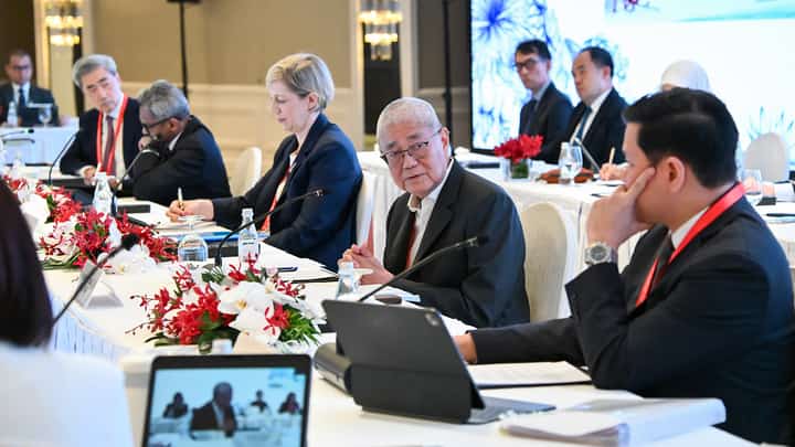 BANGKO Sentral ng Pilipinas Governor Eli M. Remolona Jr. (second from right) participates in the discussions of the Executives’ Meeting of East Asia-Pacific Central Banks Governors on 23 July 2026 in Singapore.