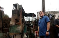 SENATOR Bong Go visits families displaced by a fire in Barangay 51, Pasay City, bringing assistance amid the continuing bad weather.