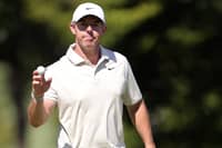 RORY McIlroy acknowledges the crowd on the 15th green during the first round of the 2026 BMW Championship at Bellerive Country Club in St. Louis, Missouri, on Thursday.