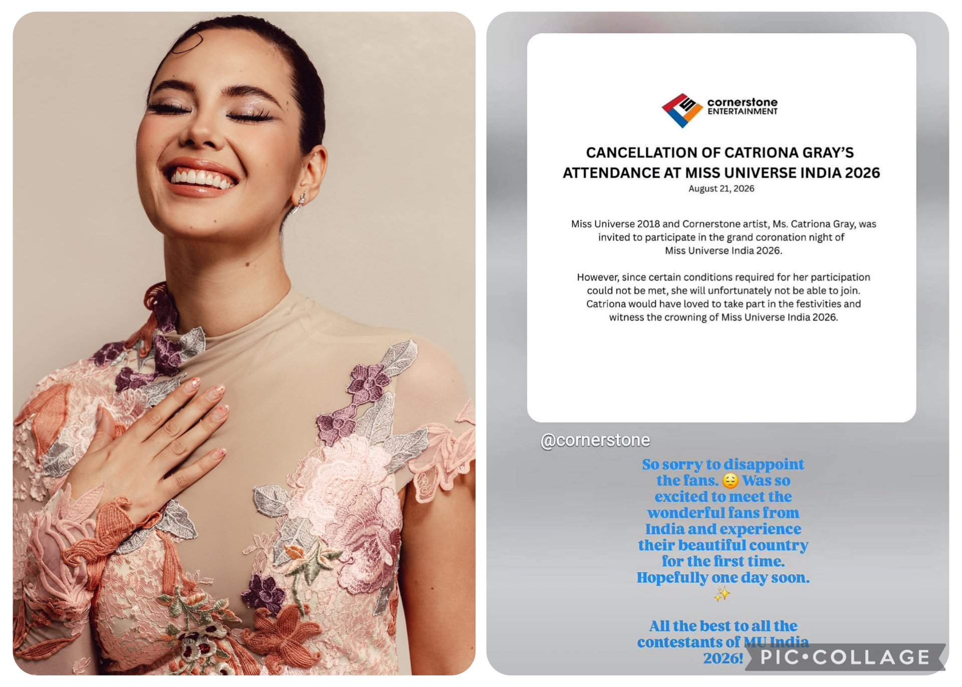 Catriona Gray pulls out of Miss Universe India 2026 appearance