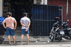Solar panels in Raon St. in Quiapo, Manila