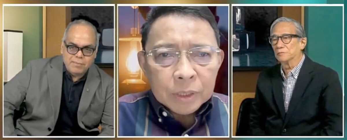 Perception war Veteran banker Diwa Guinigundo (center) explains to Straight Talk hosts Chito Lozada (left) and Teddy Montelibano that sliding confidence is the deeper issue confronting the Marcos administration.