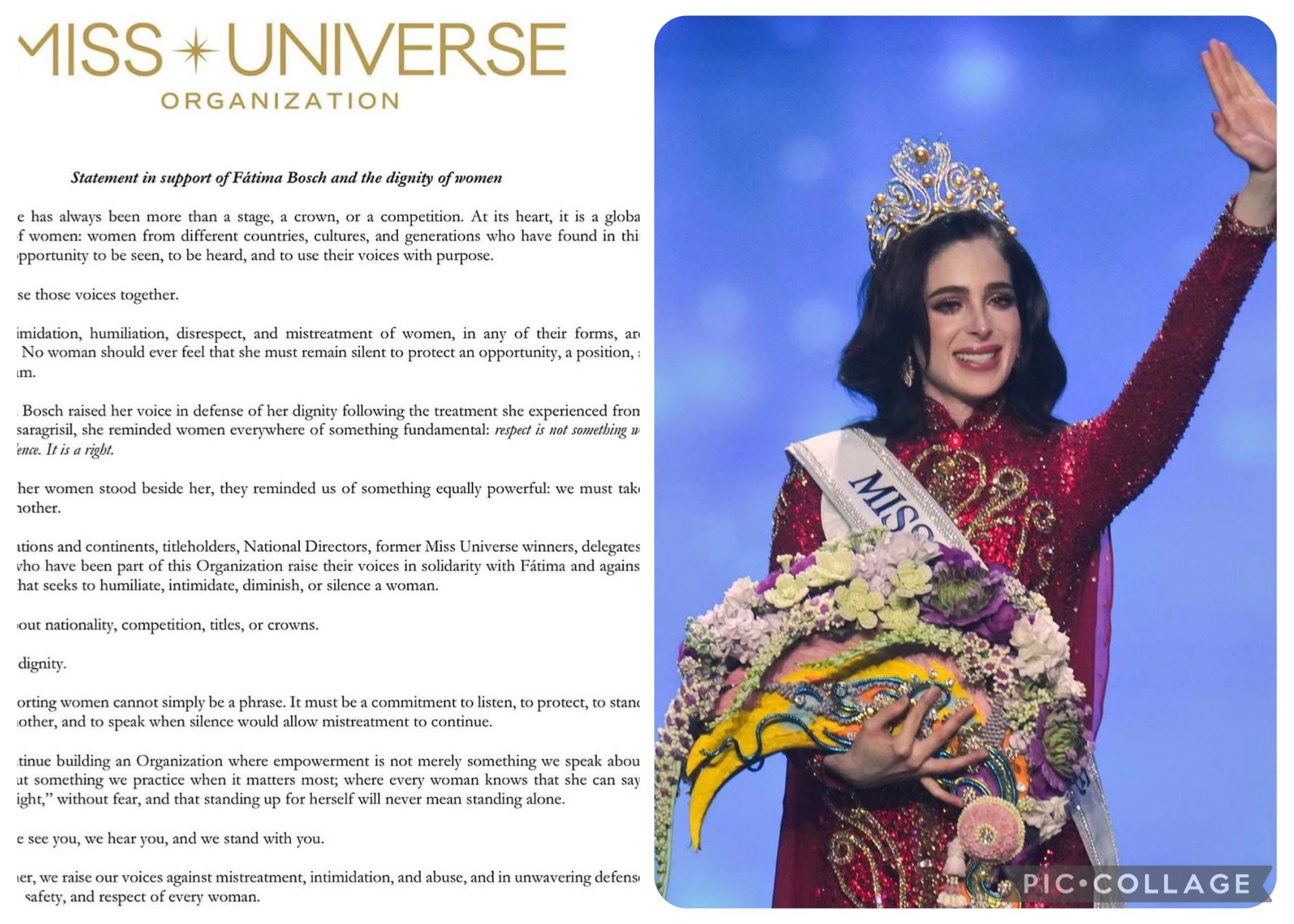 Miss Universe backs Fátima Bosch’s call for respect
