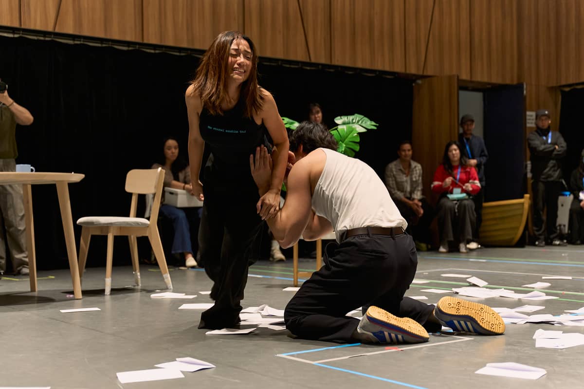 Rehearsal. Morisette and Laurence Mossman.