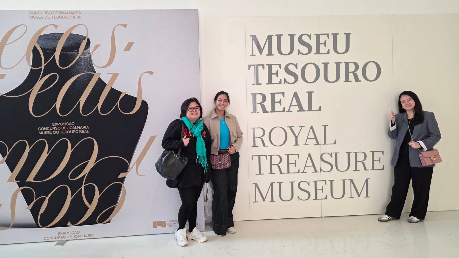 Christine Cheryl Benet with Benilde Fashion Design and Merchandising Program chairperson Ionica Abrahan Lim and fellow Benilde FDM faculty Roxoanne Bagano-Dizon in Portugal.