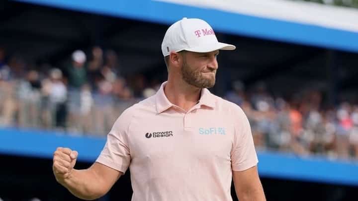 WYNDHAM Clark celebrates after posting a dramatic come-from-behind victory to rule the BMW Championship.