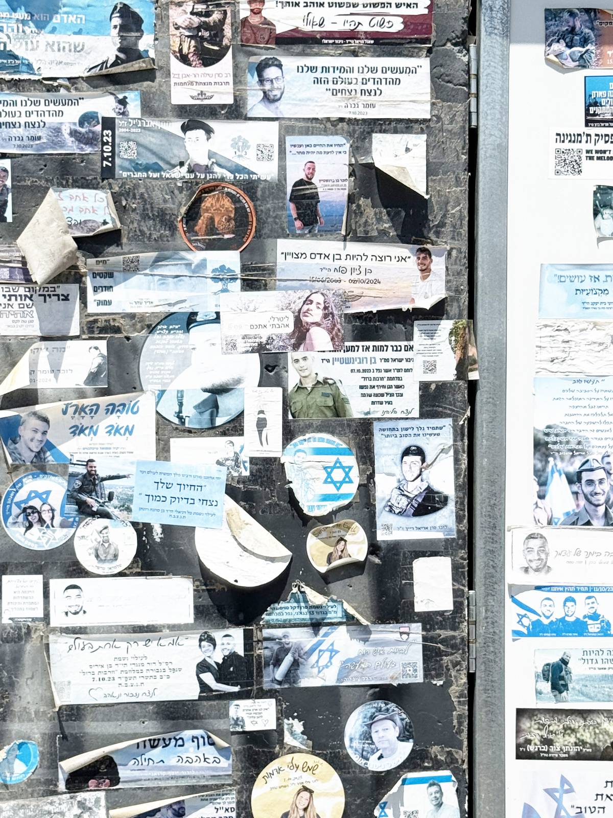 POSTERS and photographs across Israel keep alive the memory of those killed in the attacks.