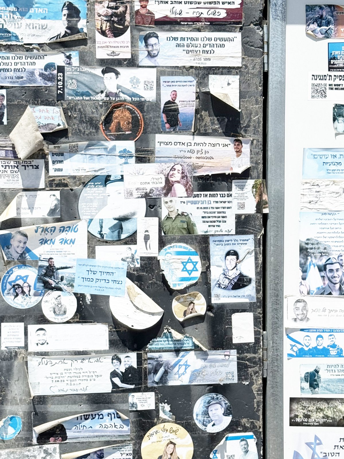 POSTERS and photographs across Israel keep alive the memory of those killed in the attacks.