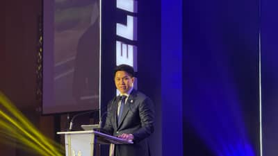 Jonathan Khong, managing director for Michelin Philippines and Pacific Islands, speaks at the company’s “Expanding the Road Ahead” event on Monday afternoon in Fairmont Makati.
