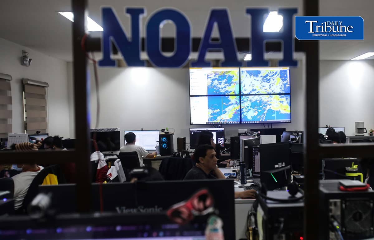 (August 25 2026) Geologist and executive director of Project NOAH (Nationwide Operational Assessment of Hazards) Mahar Francisco Amante Lagmay, with the group of researchers continues to monitor the effect of typhoon Obet at their office in UP DIliman, on Tuesday, August 25, 2026. The Department of Budget and Management (DBM) announced the release of P1 billion to strengthen Project Nationwide Operational Assessment of Hazards' (NOAH) artificial intelligence-powered flood forecasting capabilities. Lagmay said the budget will be used to boost the project's real-time hazard monitoring and disaster prevention capabilities such as upcoming “Bahar” Baha Augmented Reality a smartphone tool that uses augmented reality to display flood water levels on real street neighbours. Photo/Analy Labor