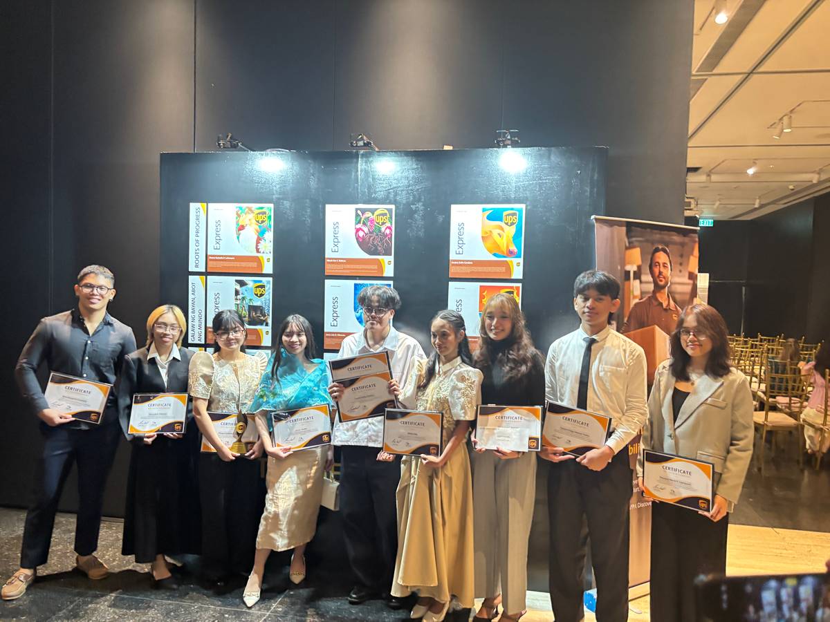 The top nine students from De La Salle–College of Saint Benilde’s Multimedia Arts program pose with their works, celebrating Filipino creativity through three themes: “Roots of Progress,” “Galaw ng Bayan, Abot ang Mundo,” and “Clark Rising: Asia’s Center, Philippine Pride.”