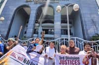 Religious groups staged a prayer rally in front of the Sandiganbayan on Wednesday, August 26, calling for former Senator Revilla’s return to jail following the granted 1M temporary bail by the anti-graft court in the former public official's malversation case.