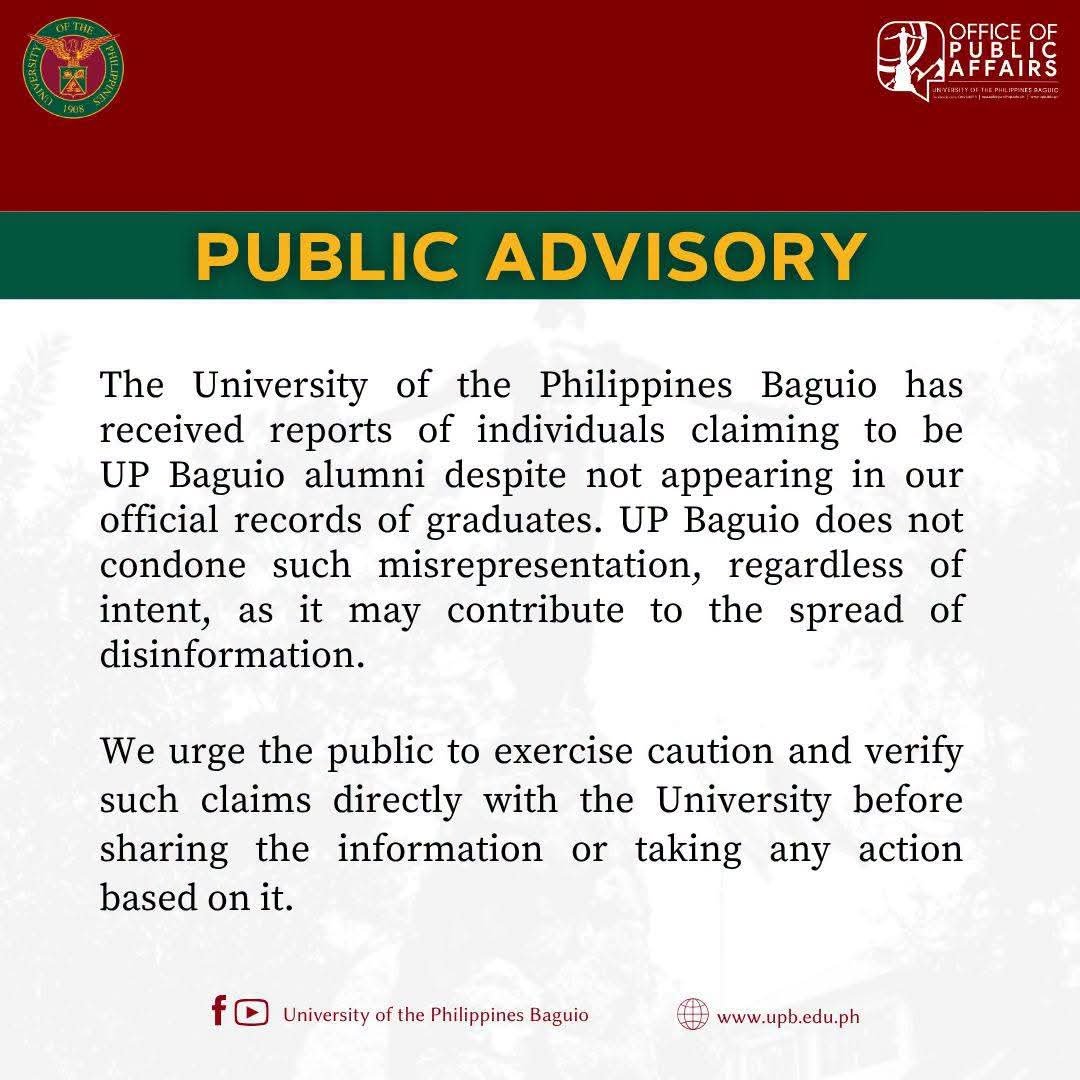 UP Baguio cautions public over bogus alumni claims