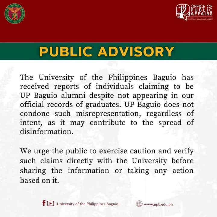 UP Baguio cautions public over bogus alumni claims
