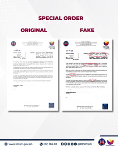 DPWH WARNS VS FAKE DIZON ISSUANCES