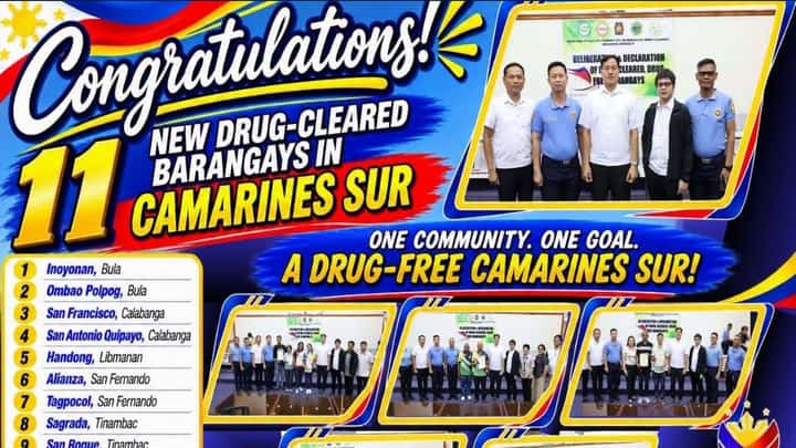 11 CamSur barangays achieve drug-cleared status
