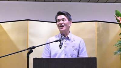 Outgoing Japanese Ambassador to the Philippines Endo Kazuya speaks during a farewell reception at his residence, marking the conclusion of his two-and-a-half-year diplomatic assignment in the country.