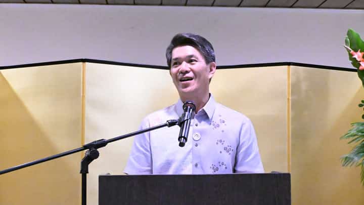 Outgoing Japanese Ambassador to the Philippines Endo Kazuya speaks during a farewell reception at his residence, marking the conclusion of his two-and-a-half-year diplomatic assignment in the country.