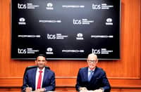 TCS CEO K. Krithivasan (left), and Porsche CEO Dr. Michael Leiters.