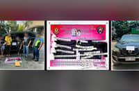 CALOOCAN City Police officers inspect confiscated firearms and 400 grams of suspected illegal drugs valued at P2.72 million following a foot patrol operation in Barangay 163, Caloocan City.