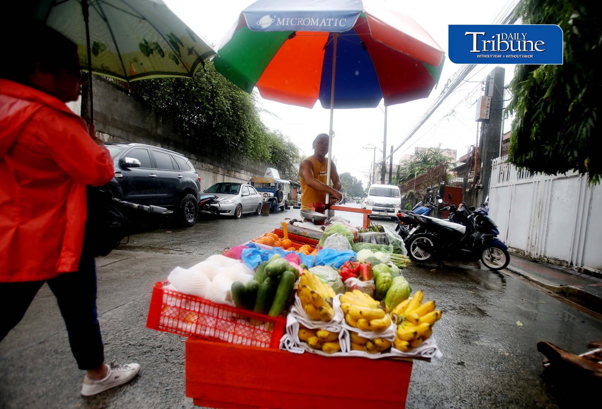 (August 28 2026) Heavy rain is not deferred to a fruit and vegetables vendor to go selling his products in Quezon City on Friday August 28 2026, to earn money to spend on everyday expenses for his family. Photo/Analy Labor