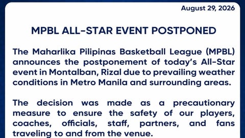 Heavy rains, floods cancel MPBL All-Star