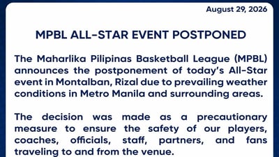 Heavy rains, floods cancel MPBL All-Star