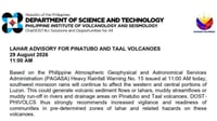 PHIVOLCS warns of lahar threat from Pinatubo, Taal rains