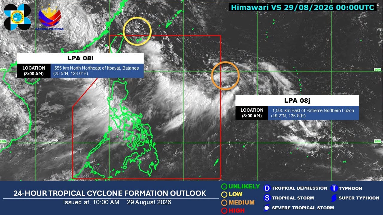 PAGASA monitors two LPAs outside PAR