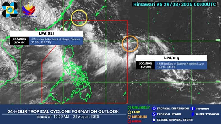 PAGASA monitors two LPAs outside PAR