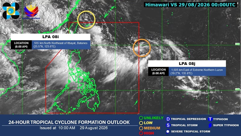 PAGASA monitors two LPAs outside PAR