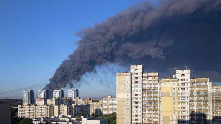 SMOKE rises following a Russian air attack in Kyiv on 29 August 2026, amid the Russian invasion of Ukraine.