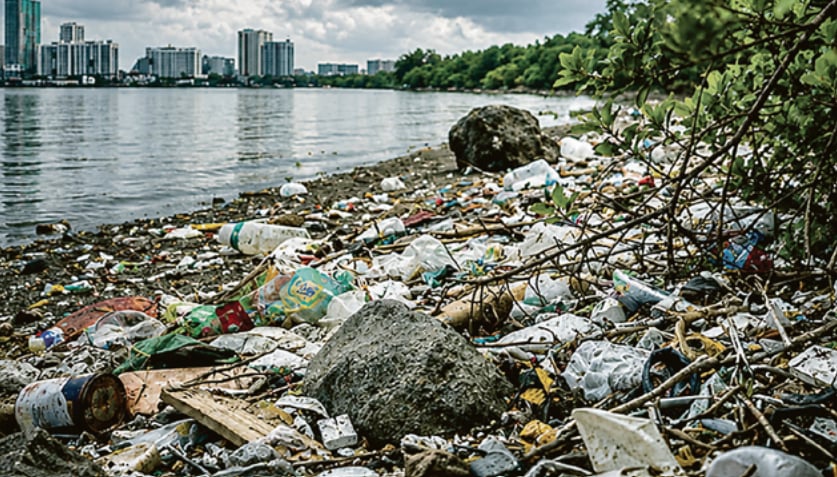 The accumulation of garbage along the wetland's shoreline remains one of the common challenges facing the protected area