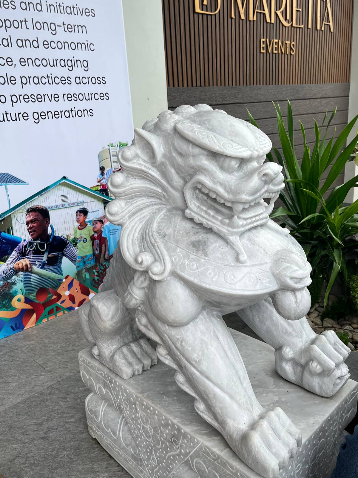 Outside La Marietta Events Place, where the RSTW is being conducted, stand two dragon-shaped marble statues.