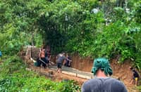 Residents of the formerly war-torn Brgy. McKinley in Catarman, Northern Samar, are doing pintakasi-style work to construct a concrete pathway to ease the transport of their harvests to the town center as they rebuild their lives from the rubble of insurgency. Catarman was declared an insurgency-free municipality in October 2025.