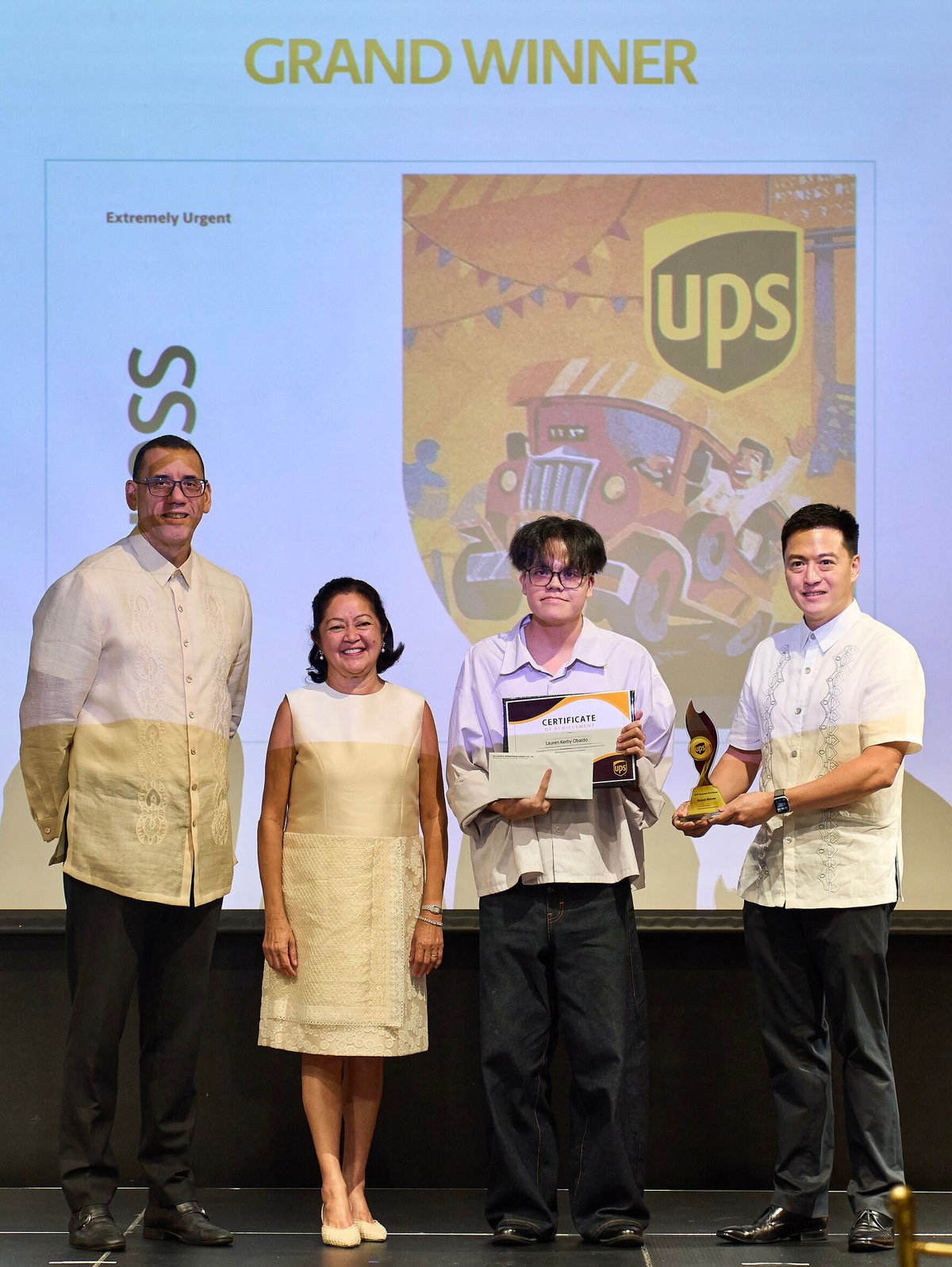 UPS Philippines managing director Russell Reed, the First Lady, Lauren Kerby Obaldo, Delgado Brothers Group president and CEO Jose Paolo Delgado.
