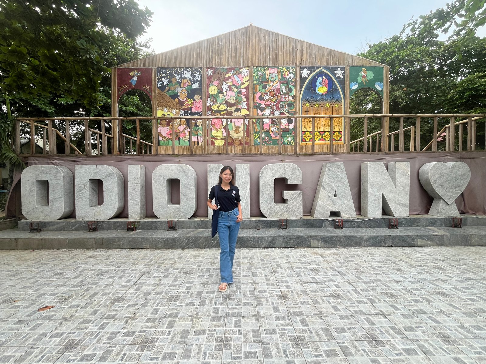 The Odiongan Town Plaza features local stonework that welcomes visitors.| Photo by Abegail Esquierda