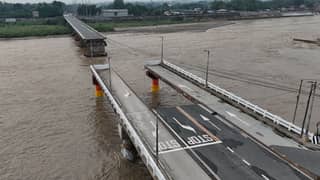 AN aerial view of the collapsed Aquino Bridge in Barangay San Isidro, Tarlac City, after heavy rains triggered its collapse on 18 August. The following day, a portion of the Agana Bridge in Barangay Tibag also gave way, underscoring the destructive force of the floods that battered the province.